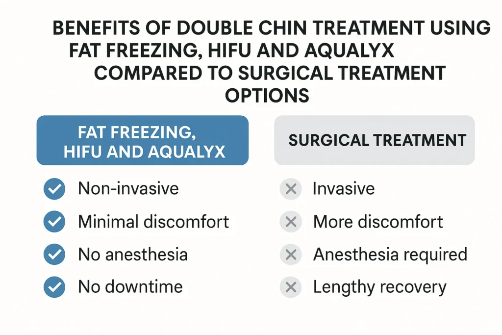Graphic about the benefits of double chin treatment Ilkeston - from LA LIPO