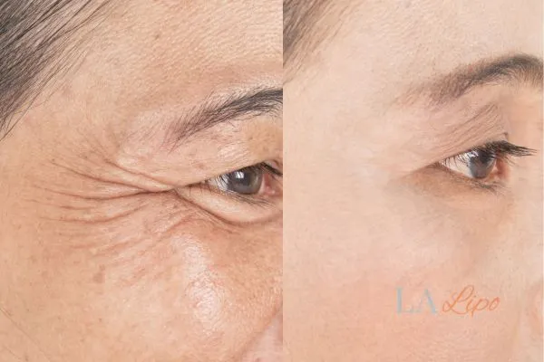 Before and after results of woman - HI-fu wrinkles reduction treatment Ilkeston
